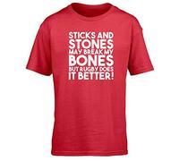 Hippowarehouse Sticks and Stones May Break My Bones but Rugby Does it Better Kids Children's Short Sleeve t-Shirt