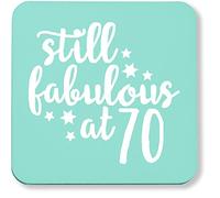 Hippowarehouse Still fabulous at 70 birthday pack of 2 coasters gloss finish durable backing 9cm x 9cm