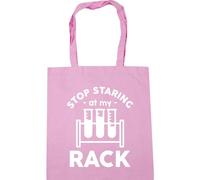 Hippowarehouse Stop staring at my rack - Chemistry joke Tote Shopping Gym Beach Bag 42cm x38cm, 10 litres