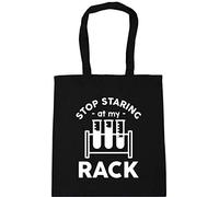 Hippowarehouse Stop staring at my rack - Chemistry joke Tote Shopping Gym Beach Bag 42cm x38cm, 10 litres