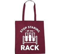 Hippowarehouse Stop staring at my rack - Chemistry joke Tote Shopping Gym Beach Bag 42cm x38cm, 10 litres