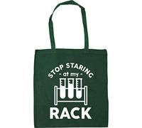 Hippowarehouse Stop staring at my rack - Chemistry joke Tote Shopping Gym Beach Bag 42cm x38cm, 10 litres
