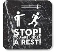 Hippowarehouse Stop! You are under a rest! - Music note printed coaster gloss finish durable backing 9cm x 9cm 2 pack
