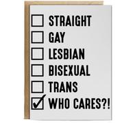 Hippowarehouse Straight, Gay, Lesbian, Bisexual, Trans, Who Cares?! LGBT Birthday Card A5 Personalised with envelope for him for her Funny Cards for Men and Women Blank inside option
