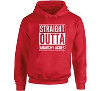 Hippowarehouse Straight Outta Anarchy Acres Unisex Hoodie Hooded top (Specific Size Guide in Description) Red