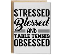 Hippowarehouse Stressed Blessed And Table Tennis Obsessed Birthday Card A5 Personalised with envelope for him for her Funny Cards for Men and Women Blank inside option