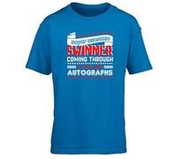 Hippowarehouse Super Awesome Swimmer Coming Through No Time for Autographs Swimming Kids Children's Short Sleeve t-Shirt Sapphire Blue