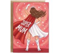 Hippowarehouse Super mum hero mother's day Happy Birthday Personalised Card A6 with envelope for him for her Funny Cards for Men and Women Blank inside option
