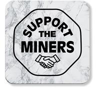 Hippowarehouse Support The Miners Pit Check pack of 2 coasters gloss finish durable backing 9cm x 9cm