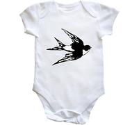 Hippowarehouse Swallow Baby Vest Bodysuit (Short Sleeve) Boys Girls White