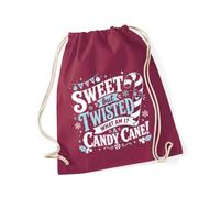 Hippowarehouse Sweet But Twisted Im a Candy Cane Funny Christmas Cracker Joke Festive Graphic Drawstring Cotton School Gym Bag 37cm x 46cm, 12 litres