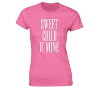 Hippowarehouse Sweet Child O' Mine Womens Fitted Short Sleeve t-Shirt (Specific Size Guide in Description) Pink