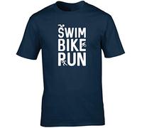 Hippowarehouse Swim Bike Run Unisex Short Sleeve t-Shirt (Specific Size Guide in Description) Navy Blue