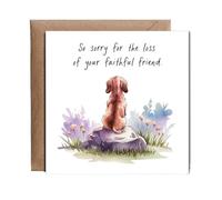 Hippowarehouse Sympathy Card for the Loss of a Pet Dog Faithful Friend Mini Shorthaired Dachshund Personalised Card. 15cm x 15cm with envelope for him for her Funny Cards for Men and Women Blank
