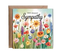 Hippowarehouse sympathy card, vibrant wildflower meadow Personalised Card. 15cm x 15cm with envelope for him for her Funny Cards for Men and Women Blank inside option