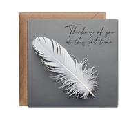 Hippowarehouse Sympathy feather thinking of you Personalised Card. 15cm x 15cm with envelope for him for her Funny Cards for Men and Women Blank inside option