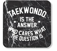 Hippowarehouse Taekwondo is the Answer Who Cares What the Question Is pack of 2 coasters gloss finish durable backing 9cm x 9cm