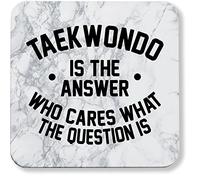 Hippowarehouse Taekwondo is the Answer Who Cares What the Question Is pack of 2 coasters gloss finish durable backing 9cm x 9cm