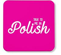Hippowarehouse Talk to me in Polish printed coaster gloss finish durable backing 9cm x 9cm 2 pack