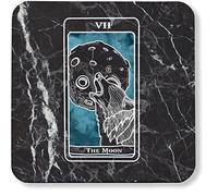 Hippowarehouse Tarot Cards The Moon Wolf Howling Blue printed coaster gloss finish durable backing 9cm x 9cm 2 pack