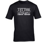 Hippowarehouse Tattoos Pretty Eyes Thick Thighs Unisex Short Sleeve t-Shirt (Specific Size Guide in Description) Black