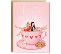 Hippowarehouse tea hot and so are we, sassy happy birthday diva Personalised Card A5 with envelope for him for her Funny Cards for Men and Women Blank inside option
