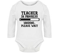 Hippowarehouse Teacher in Progress Loading? Please Wait Baby Vest Bodysuit (Long Sleeve) Boys Girls White