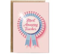 Hippowarehouse Teacher Thank You Card for Dance Teacher Feminine Rosette Award Personalised Card A5 with envelope for him for her Funny Cards for Men and Women Blank inside option