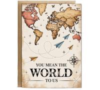 Hippowarehouse Teacher Thank You Card for Him Geography Teacher You Mean the World to Us Personalised Card A6 with envelope for him for her Funny Cards for Men and Women Blank inside option