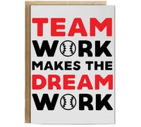 Hippowarehouse Team work makes the dream work baseball Birthday Card A5 Personalised with envelope for him for her Funny Cards for Men and Women Blank inside option