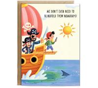 Hippowarehouse Teenage birthday Pirates kid walking the plank Personalised Card A5 with envelope for him for her Funny Cards for Men and Women Blank inside option