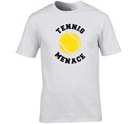 Hippowarehouse Tennis Menace Unisex Short Sleeve t-Shirt (Specific Size Guide in Description) White