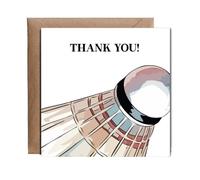 Hippowarehouse Thank you badminton Personalised Card. 15cm x 15cm with envelope for him for her Funny Cards for Men and Women Blank inside option