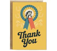 Hippowarehouse Thank You Card for a Wonderful Horse Riding Teacher with Rosette Award Personalised Card A5 with envelope for him for her Funny Cards for Men and Women Blank inside option