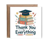 Hippowarehouse Thank You Card for School Teacher Tutor Mentor Scholar Hat and Books Personalised Card. 15cm x 15cm with envelope for him for her Funny Cards for Men and Women Blank inside option