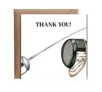 Hippowarehouse Thank you fencing Personalised Card. 15cm x 15cm with envelope for him for her Funny Cards for Men and Women Blank inside option