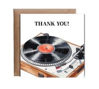 Hippowarehouse Thank you record player Personalised Card. 15cm x 15cm with envelope for him for her Funny Cards for Men and Women Blank inside option