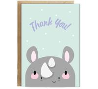 Hippowarehouse Thank You Rhino Personalised Card A6 with envelope for him for her Funny Cards for Men and Women Blank inside option