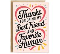 Hippowarehouse Thanks for Being My Best Friend and Favorite Human Birthday Card A5 Personalised with envelope for him for her Funny Cards for Men and Women Blank inside option