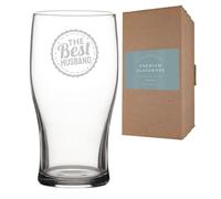 Hippowarehouse The Best Husband - Star Badge Engraved Pint Glass Beer Dad Mum Sister Brother Gift Birthday Present Fathers Day