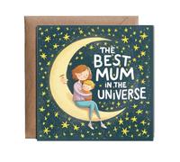 Hippowarehouse the best mum in the universe Personalised Card. 15cm x 15cm with envelope for him for her Funny Cards for Men and Women Blank inside option
