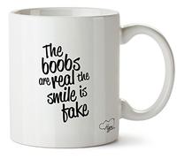 Hippowarehouse The Boobs are Real The Smile is Fake Printed Mug Cup Ceramic 10oz