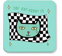 Hippowarehouse The cat-egory is - Drag race cat printed coaster gloss finish durable backing 9cm x 9cm 2 pack