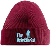 Hippowarehouse The Detectorist Metal Detecting Embroidered Beanie Hat Red with Baby Blue Stitch