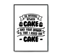 Hippowarehouse The difference between cake and your opinion is that I asked for cake Printed Poster A4 Wall Art Design Classroom Room Gym Office Décor