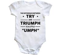 Hippowarehouse The Difference Between Try and Triumph is a Little umph Baby Vest Bodysuit (Short Sleeve) Boys Girls White