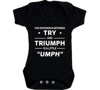 Hippowarehouse The Difference Between Try and Triumph is a Little umph Baby Vest Bodysuit (Short Sleeve) Boys Girls Black