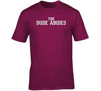 Hippowarehouse The Dude Abides Unisex Short Sleeve t-Shirt (Specific Size Guide in Description) Maroon