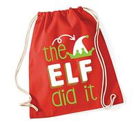 Hippowarehouse The elf did it Drawstring Cotton School Gym Bag 37cm x 46cm, 12 litres