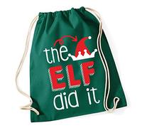 Hippowarehouse The elf did it Drawstring Cotton School Gym Bag 37cm x 46cm, 12 litres